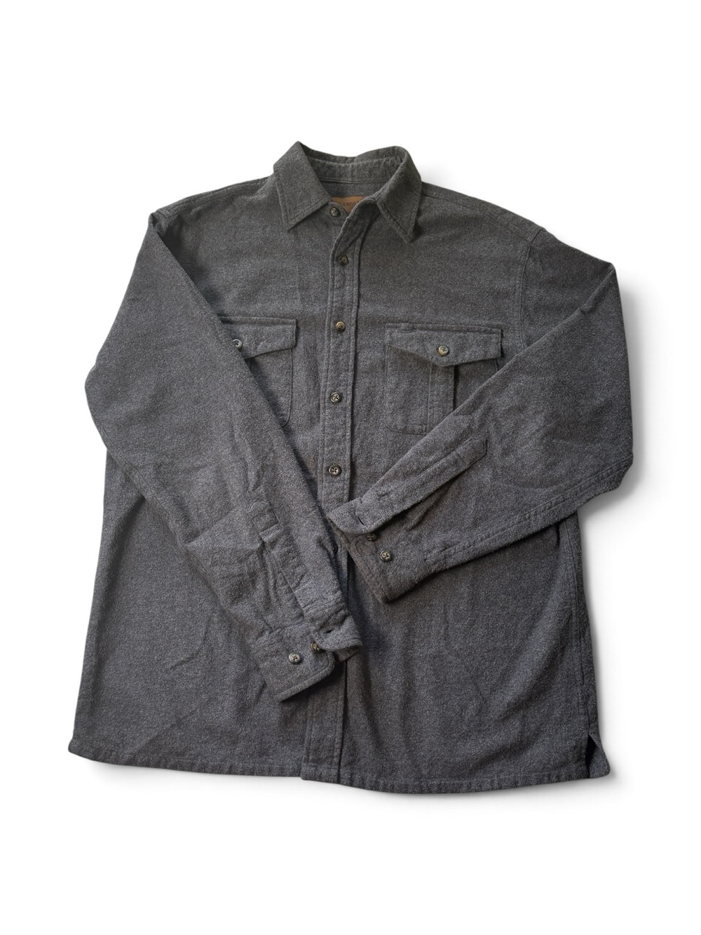 St Johns Bay Gray Flannel Shirt Soft Chamois Cotton Oversized Skater Grunge S